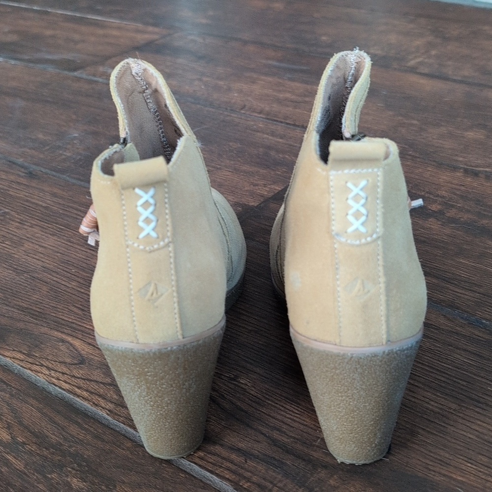 Sperry Top Slider Harper Kara Tan Suede Wedge Ankle Bootie - Women's 9 - Picture 5 of 8
